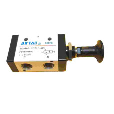 Airtac Push Pull Valve, 3L Series, Panel Mount, 3-way, 1/8 -3/8 NPT ports